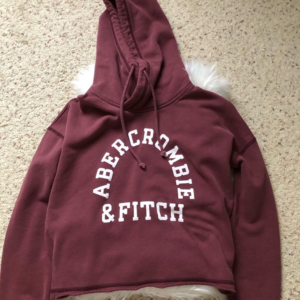 Abercrombie & Fitch Women's Hoodie - Maroon with White Logo